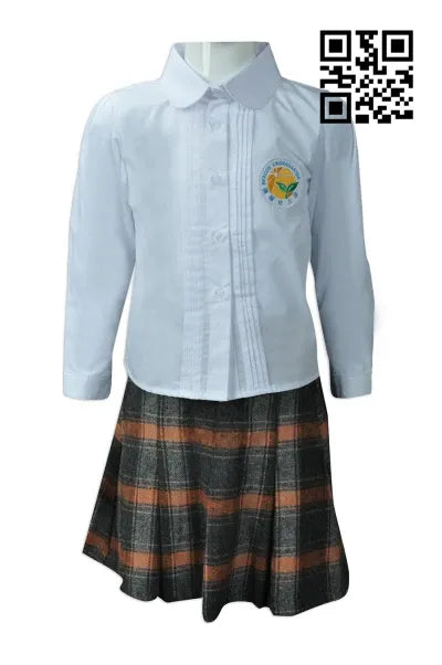 SU242 自製幼兒園校服款式 訂造套裝幼兒園校服款式 格仔裙 設計女裝童裝校服款式 遵理幼兒園 校服製衣廠