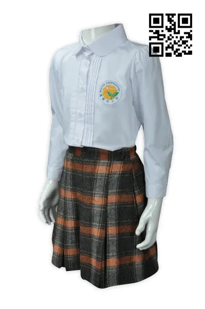 SU242 自製幼兒園校服款式 訂造套裝幼兒園校服款式 格仔裙 設計女裝童裝校服款式 遵理幼兒園 校服製衣廠