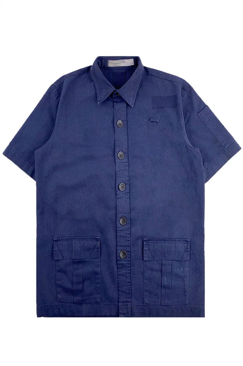 訂製寶藍色工業制服襯衫 筆插設計 D381