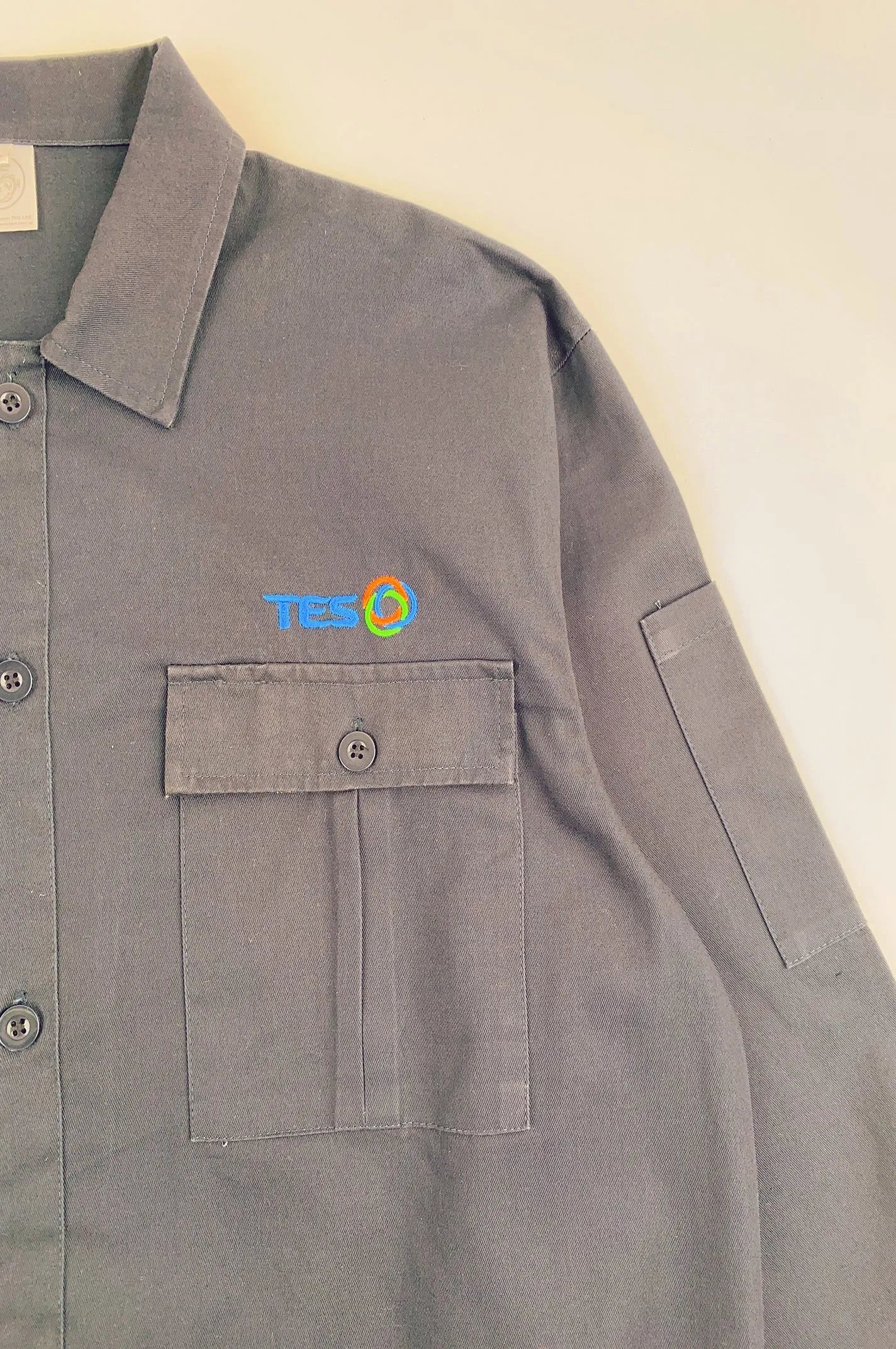 訂做寶藍色繡花LOGO工業制服 時尚設計下擺橡筋腰圍 D369