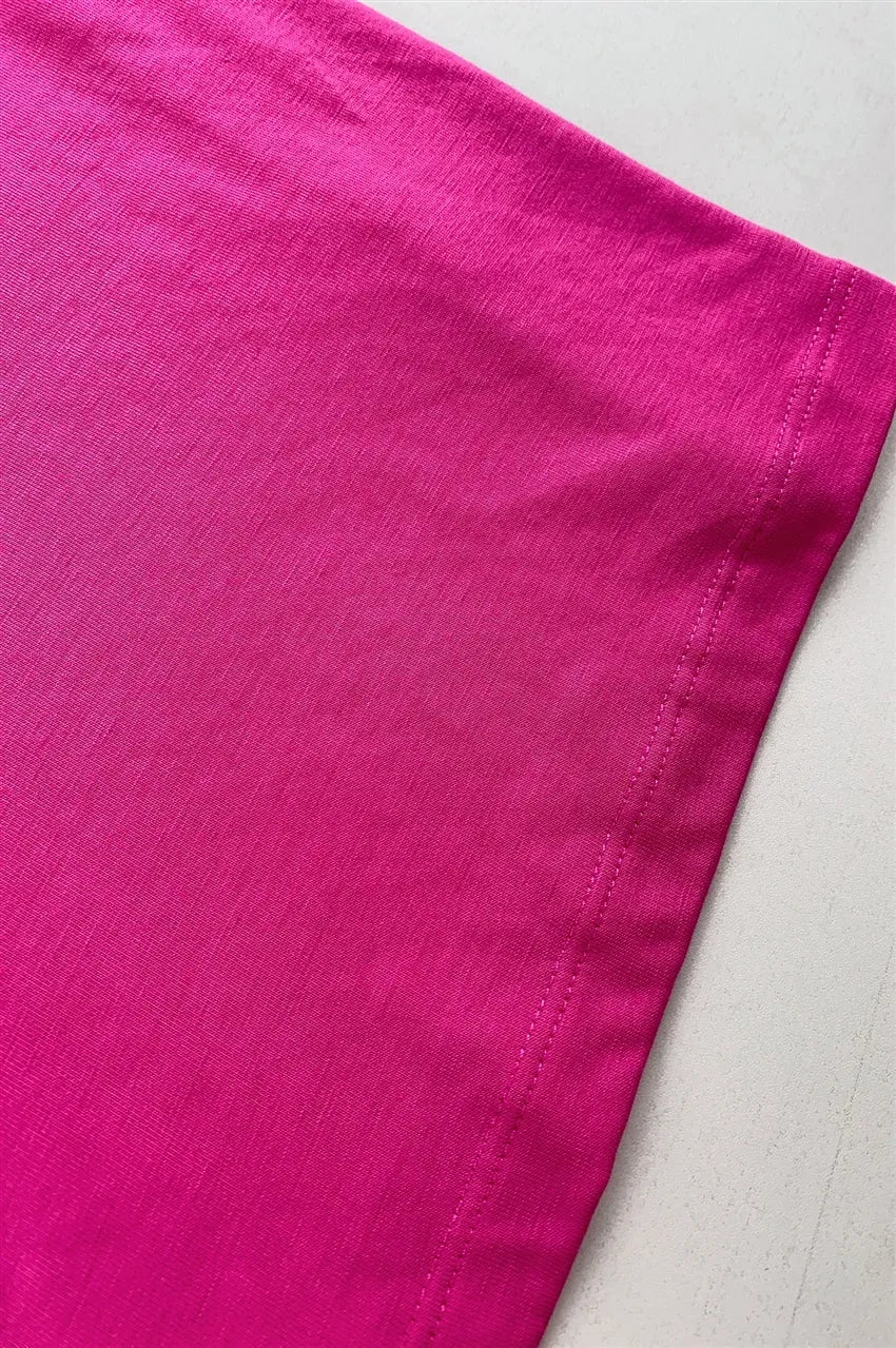 設計女裝T恤珠片斑馬logo 訂製玫紅色純色T恤 T1105