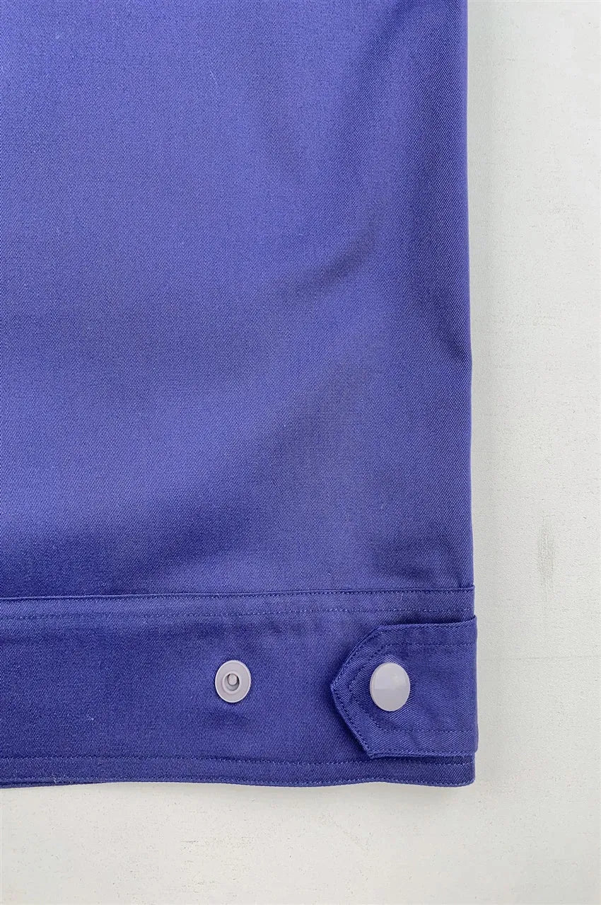 設計灰色撞色寶藍色工業制服 訂製個人設計啪鈕拉鏈橡筋工業制服 D383