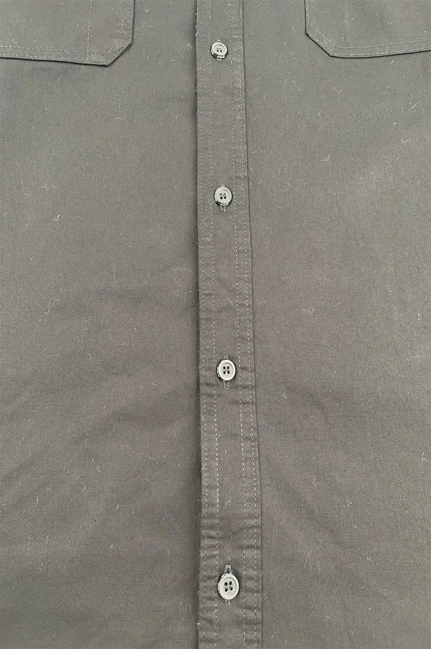 設計純黑色扣鈕工業制服 訂製胸前兩袋工業制服 D384