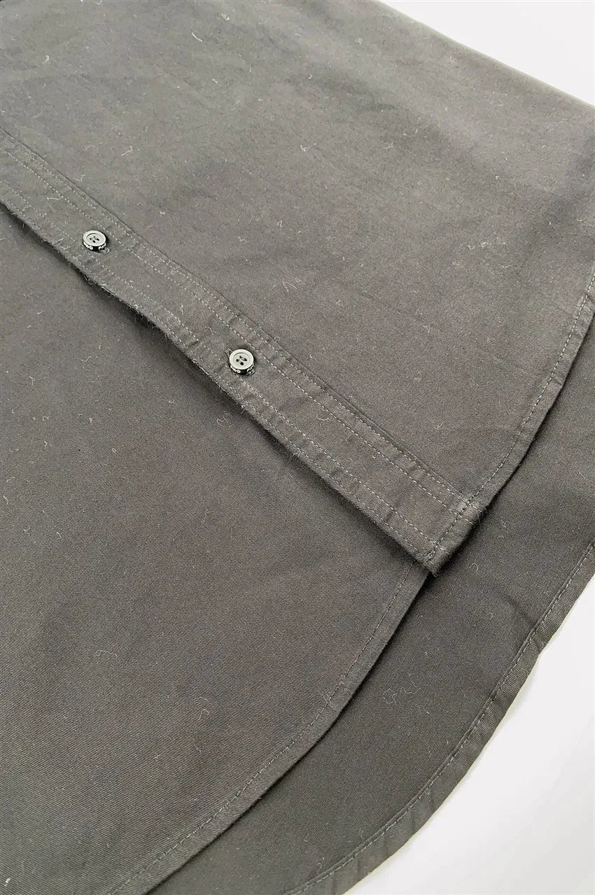 設計純黑色扣鈕工業制服 訂製胸前兩袋工業制服 D384