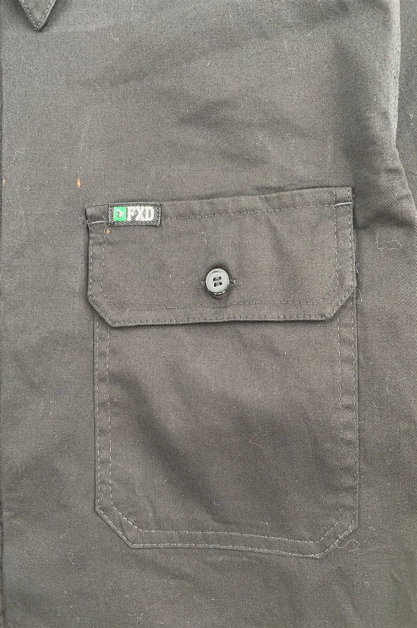 設計純黑色扣鈕工業制服 訂製胸前兩袋工業制服 D384