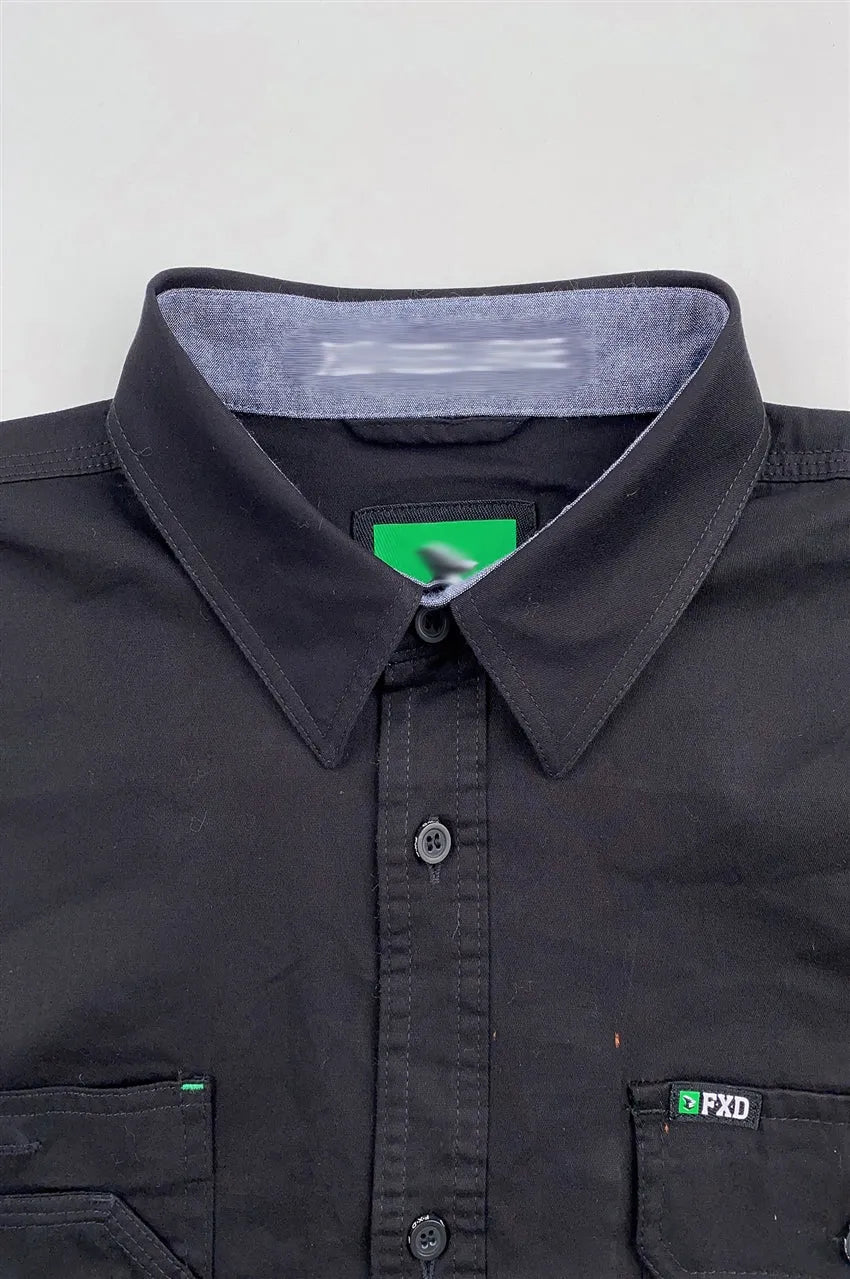 設計純黑色扣鈕工業制服 訂製胸前兩袋工業制服 D384