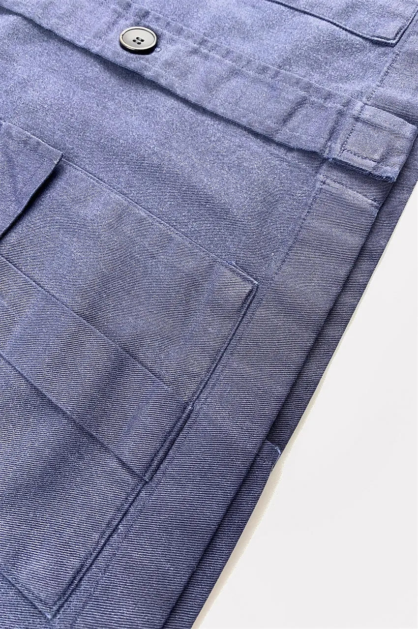 訂製寶藍色工業制服襯衫 筆插設計 D381