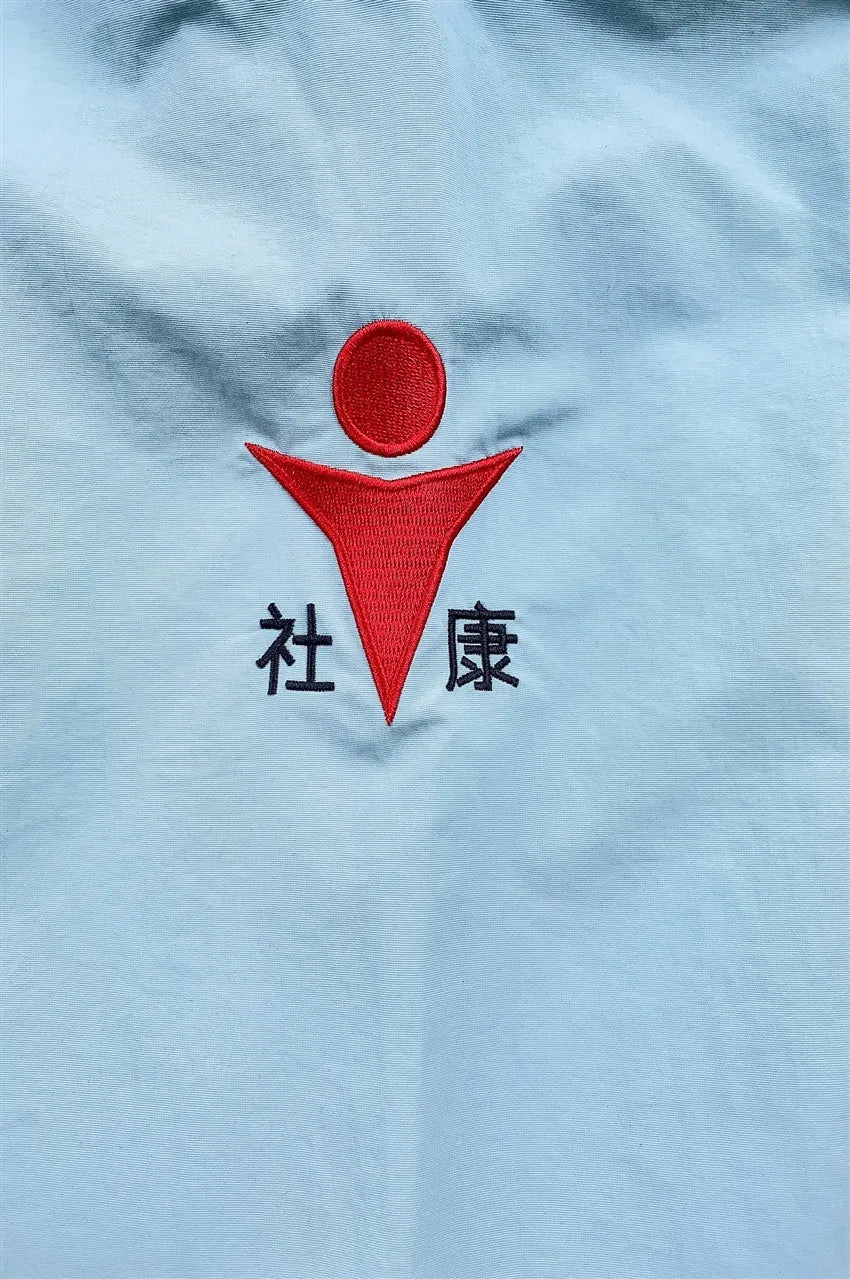 設計兩色撞色風褸外套 訂製粉藍色寶藍色印花繡花logo J1013