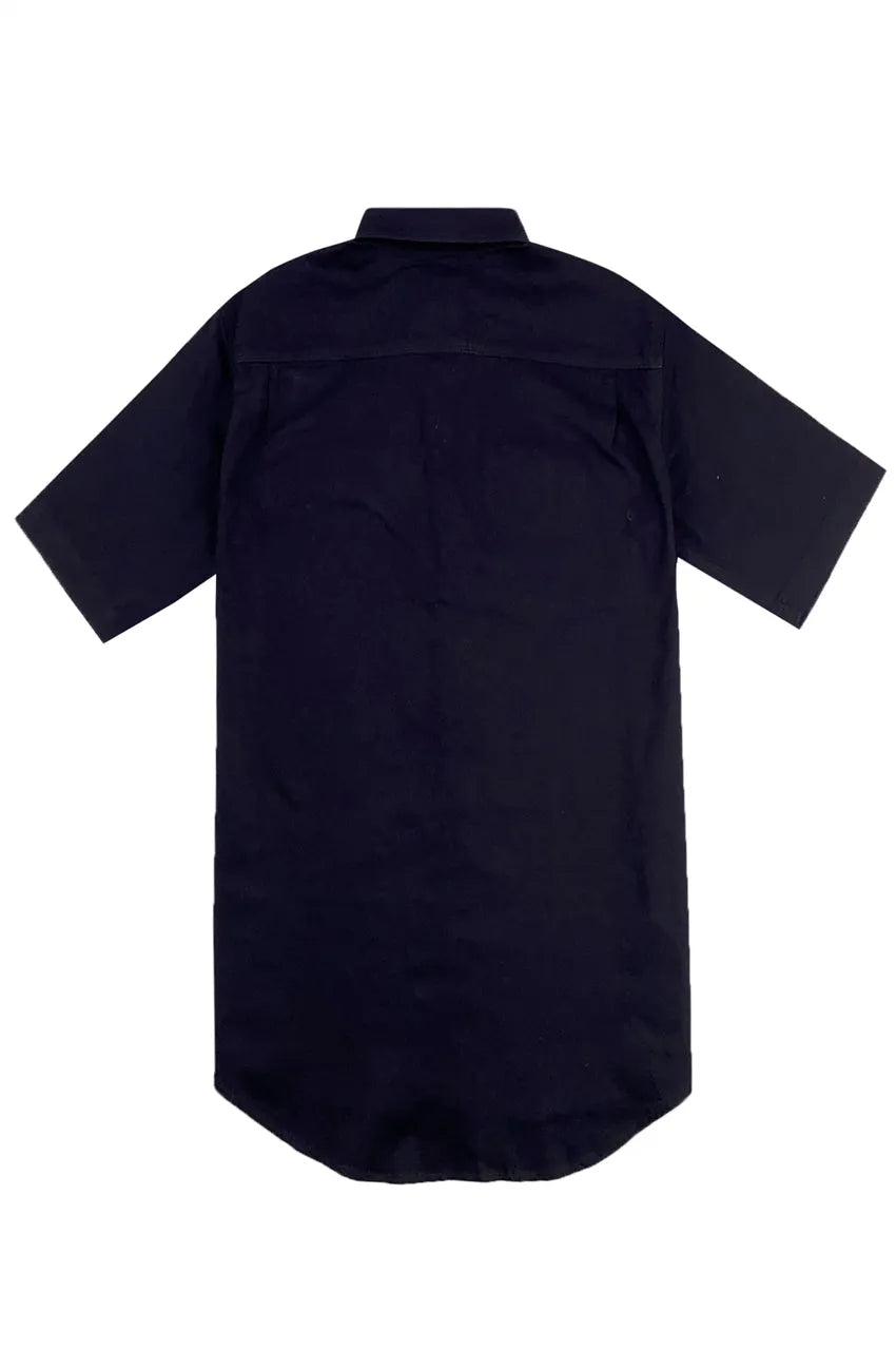 設計純黑色扣鈕工業制服 訂製胸前兩袋工業制服 D384