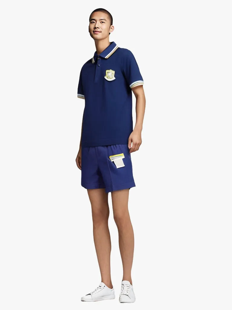 SU355 訂製撞色運動校服套裝 夏季套裝 運動校服 藍色校服運動套裝生產商 Kinderland學校 校服專營