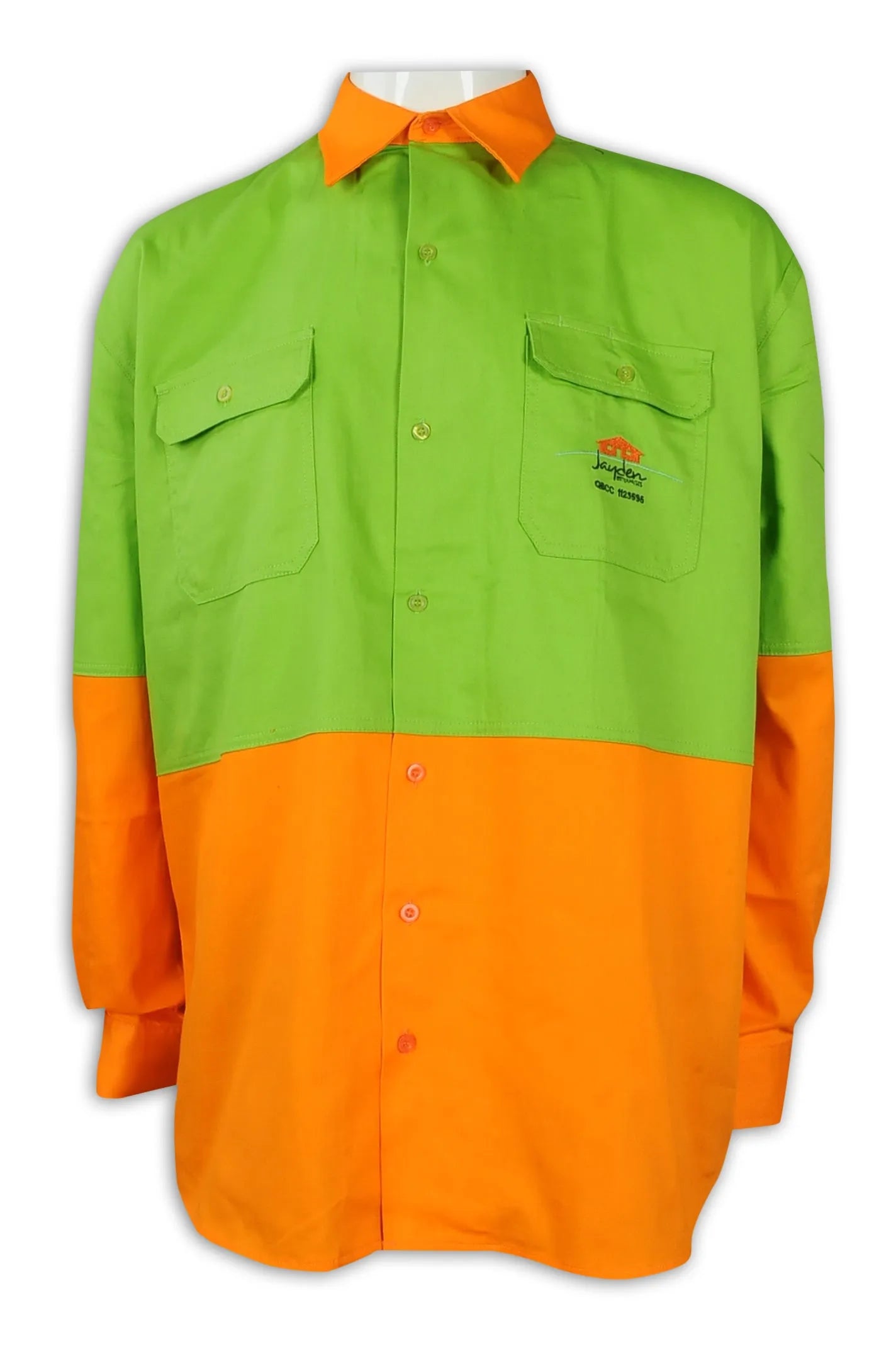 製作長袖撞色工業制服 屋宇維修 D295