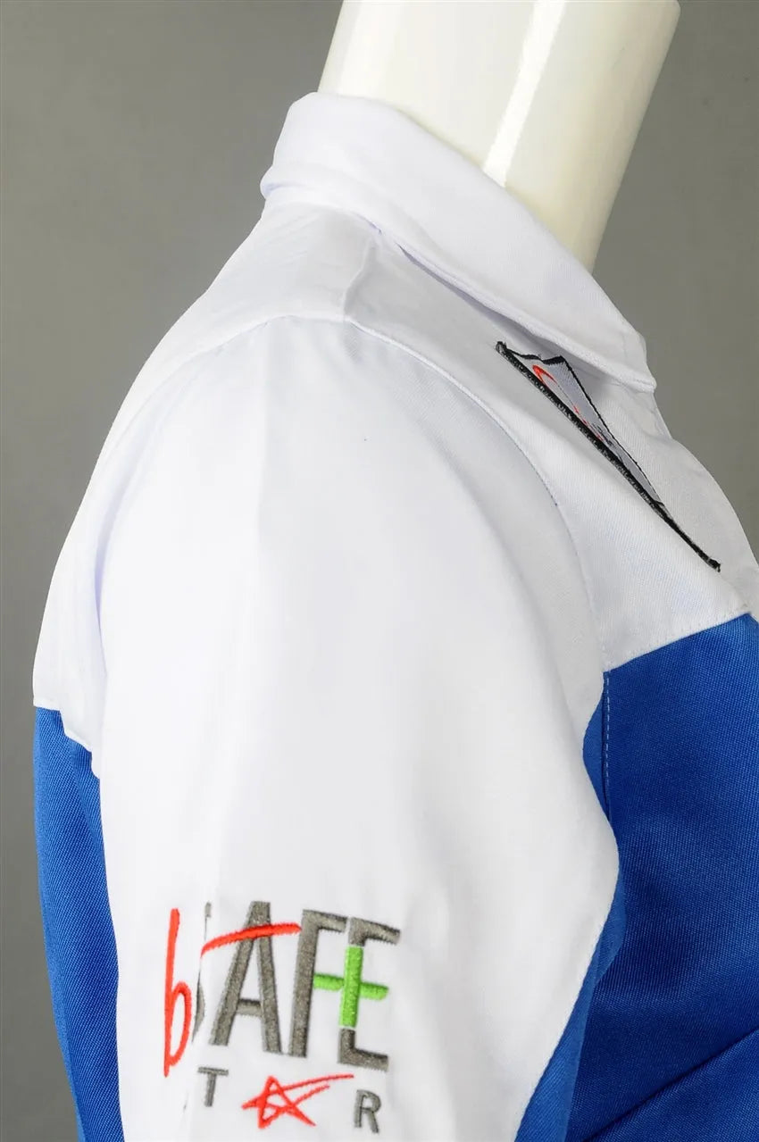 大量訂製女裝短袖工業制服 設計冷氣工程藍白撞色反領刺繡工業制服 D330