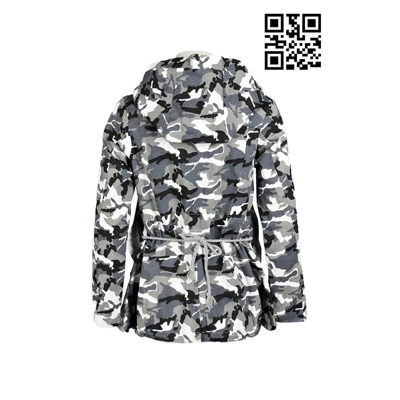 J463 迷彩 WAR GAME 野戰外套 訂造女裝休閒風衣 全件印花 迷彩連帽長袖外套 時尚百搭外套 雙層拉鏈設計 風褸專門店 - iGift 澳門一站式制服供應