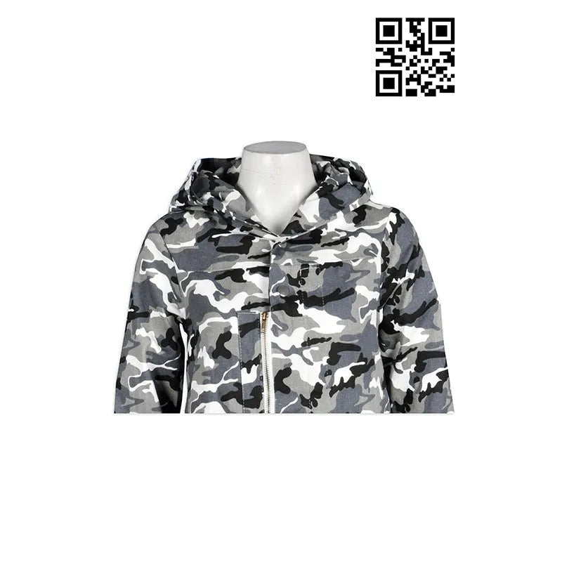 J463 迷彩 WAR GAME 野戰外套 訂造女裝休閒風衣 全件印花 迷彩連帽長袖外套 時尚百搭外套 雙層拉鏈設計 風褸專門店 - iGift 澳門一站式制服供應