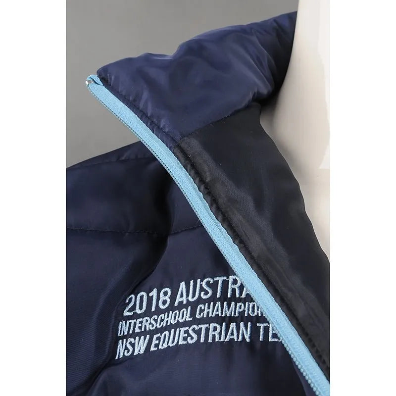 J835 訂購撞色羽絨外套 加厚保暖100%尼龍 國際 馬術學校 羽絨外套製造商 - iGift 澳門一站式制服供應