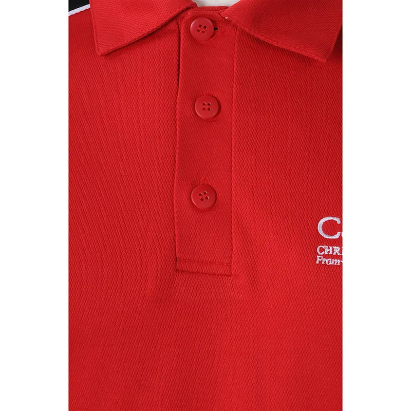 SU291 訂製拼接色短袖校服 設計POLO校服 校服供應商 紅色撞黑色