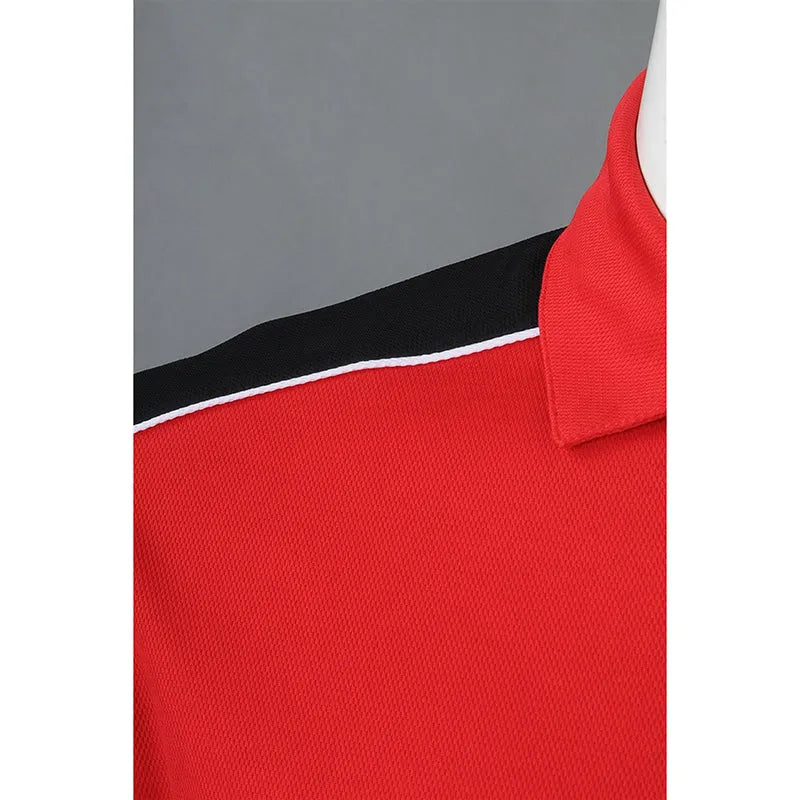 SU291 訂製拼接色短袖校服 設計POLO校服 校服供應商 紅色撞黑色