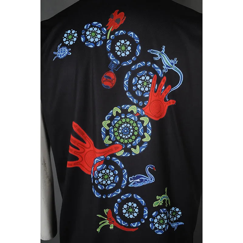 T995 網上下單熱升華 750網眼布 印花 拼色 3粒鈕 土著社區慶祝 活動週 熱升華製造商