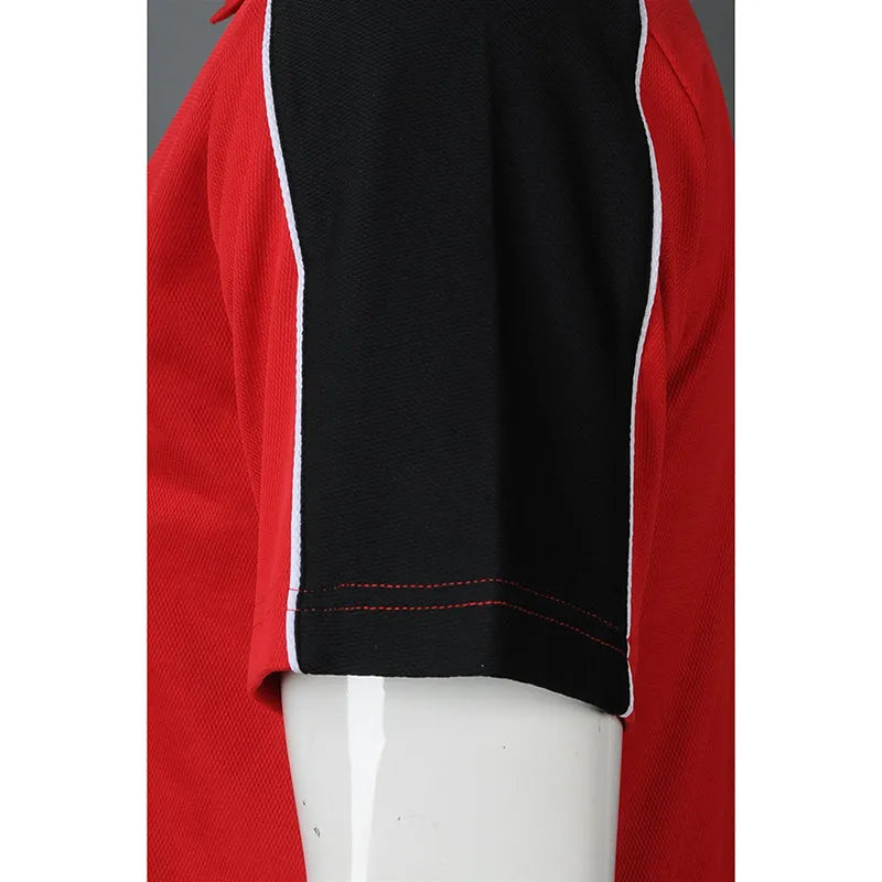 SU291 訂製拼接色短袖校服 設計POLO校服 校服供應商 紅色撞黑色