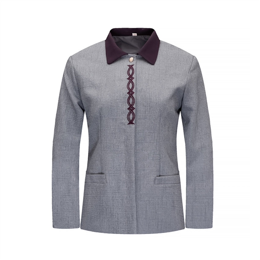 訂造茶社清潔服 個人設計撞色翻領透氣長袖清潔服 H20-C21-893