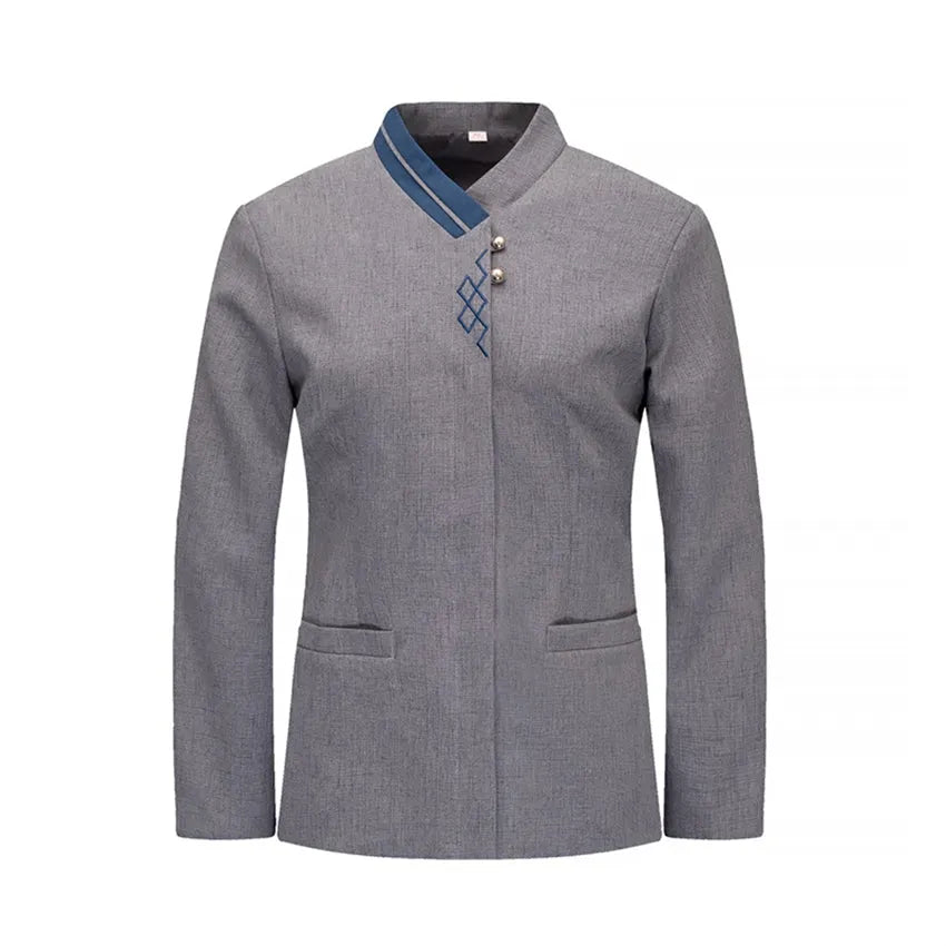 訂做家政清潔服 設計舒適撞色領長袖清潔服 H20-C21-896