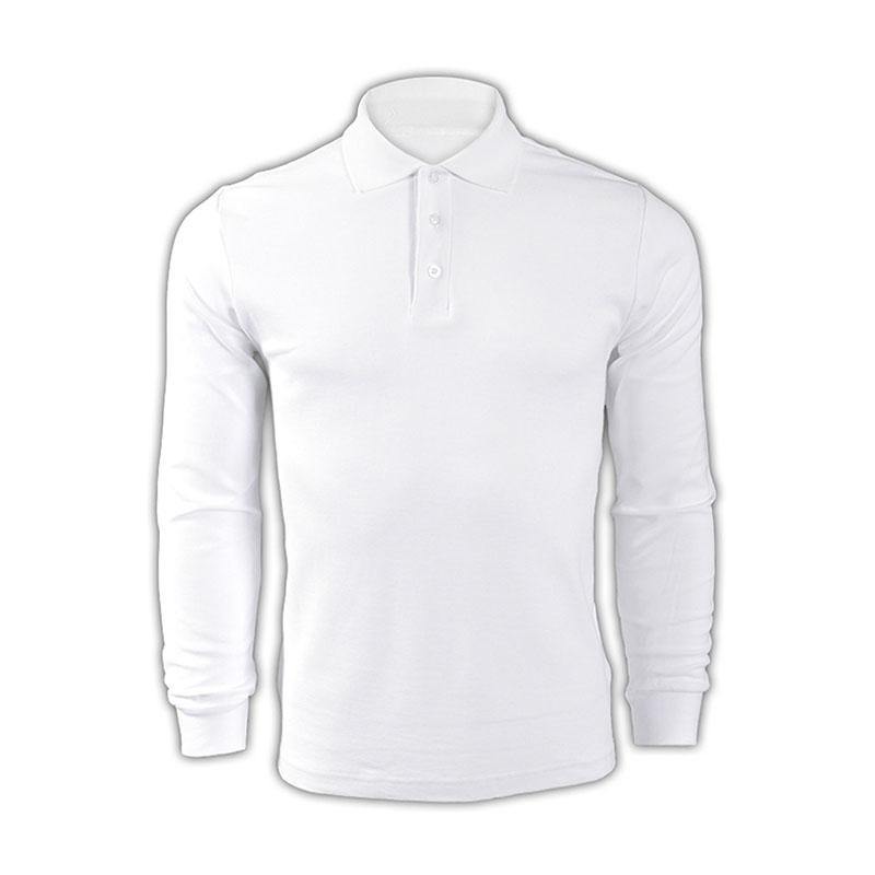 純色 白色001長袖男裝polo恤 1AD01 供應訂購DIY團體LOGO polo恤  Polo恤價格 SKP212 -訂做