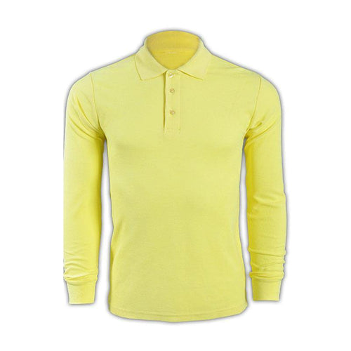 純色 黃色044長袖男裝Polo恤 1AD01 訂做純色長袖polo恤 運動舒適polo恤 polo恤生產商 Polo恤價格 SKP209 -訂做