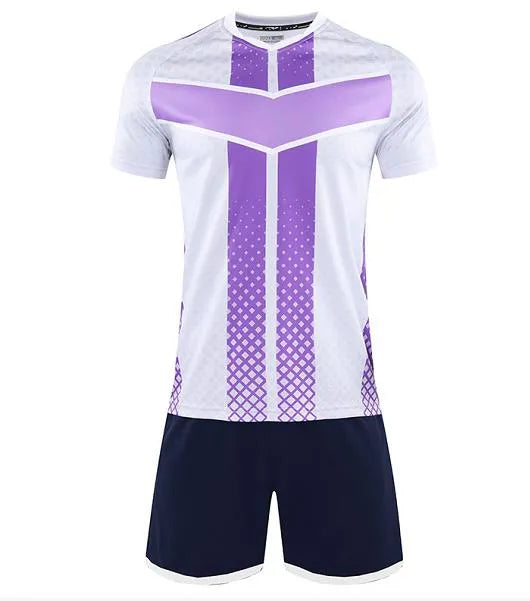 訂造休閒運動足球服 時尚設計印花V領撞色足球套裝供應商 GB10-5302