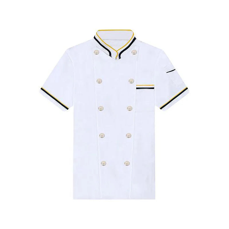 訂做撞色領雙排釦短袖透氣廚師服 B04-L006 -訂做