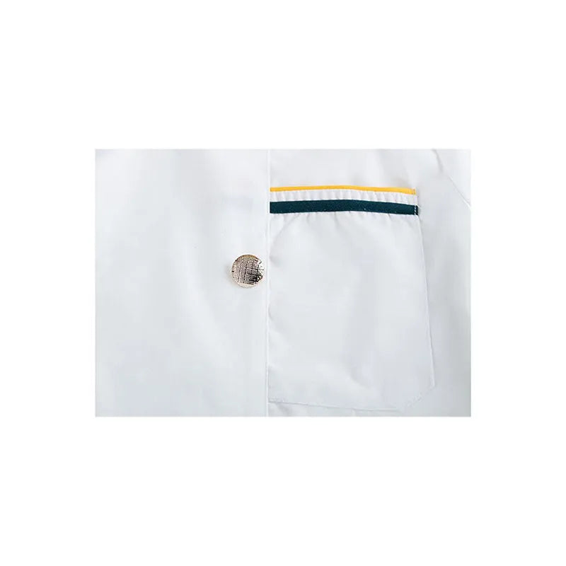 訂做撞色領雙排釦短袖透氣廚師服 B04-L006 -訂做