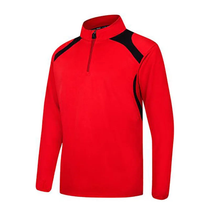 訂做透氣速乾半胸拉鏈撞色長袖企領運動衫 GJ4-921-6016 -訂做