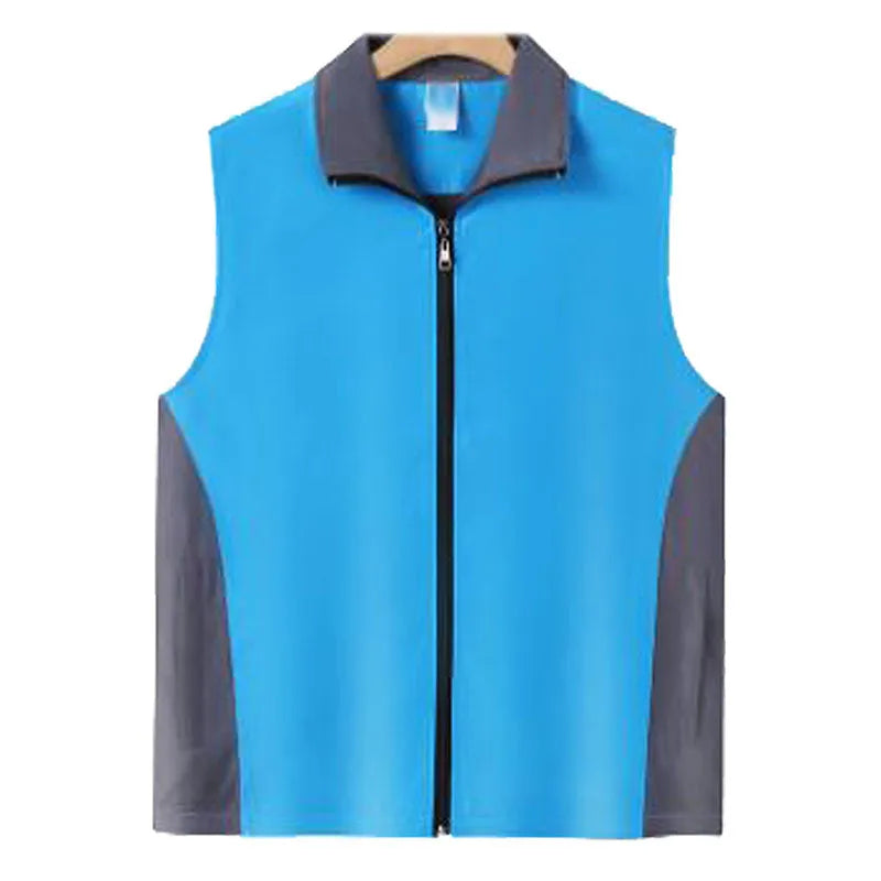 時尚設計75D記憶復合布拼接色拉鏈背心外套 230g GJ1-286 -訂做