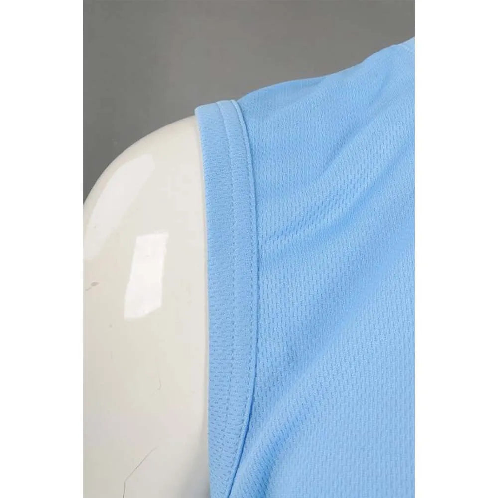 VT220 訂製男裝圓領背心 設計運動背心T恤 160G 網眼布 100%滌 背心製衣廠 天藍色