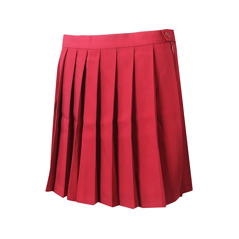 CH213 紅色百褶裙 啦啦隊半身裙訂購  私人設計logo 純色隊服專賣店
