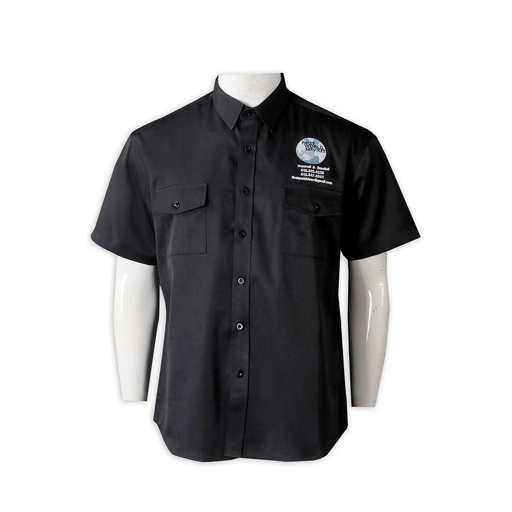 D332 黑色工業恤衫 工裝綿短袖制服 刺繡logo定制專營店