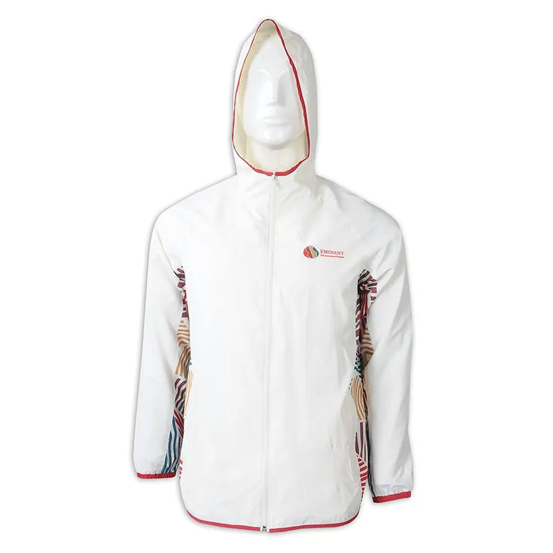 SU310 製造拉鏈風褸校服 設計團體連帽拼接印花紅色邊風褸校服 校服批發商 國際學校 預備班 幼稚園