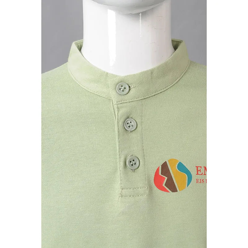 SU309 專業訂製長袖校服 個人設計立領polo恤校服 綠色印花logo 校服專營店 國際學校 預備班 幼兒園