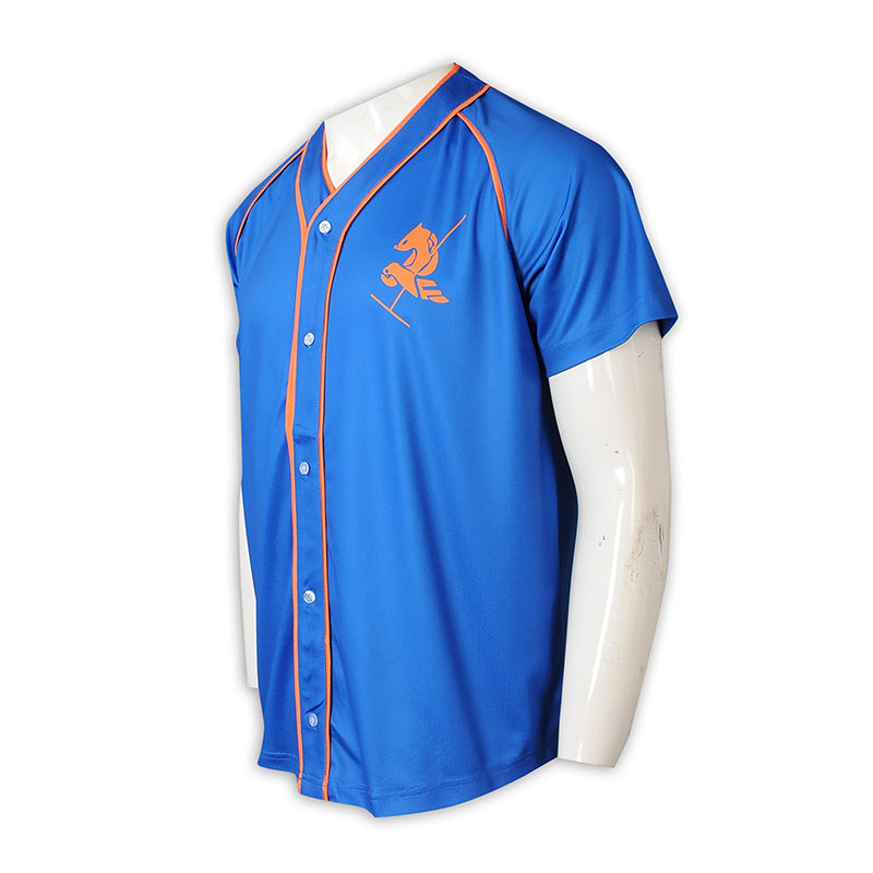 BU39 訂做印花logo棒球衫 棒球衫生產商 藍色