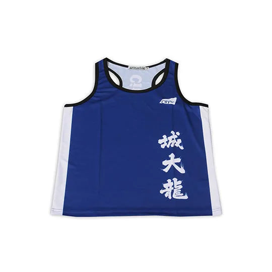 大量訂製男裝背心T恤 時尚設計工字背黑邊藍色熱升華龍舟TEE VT237