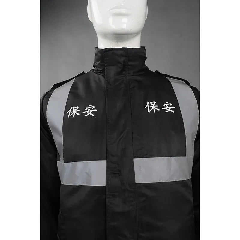 SE057 設計兩件套保安風褸 訂購反光帶保安制服 業主立案法團 製作魔術貼設計保安風褸 波浪領 保安制服製造商