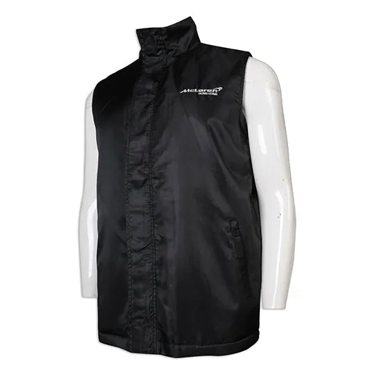 澳門 製作黑色背心外套車隊 銀色印花logo背心外套製服公司 V198