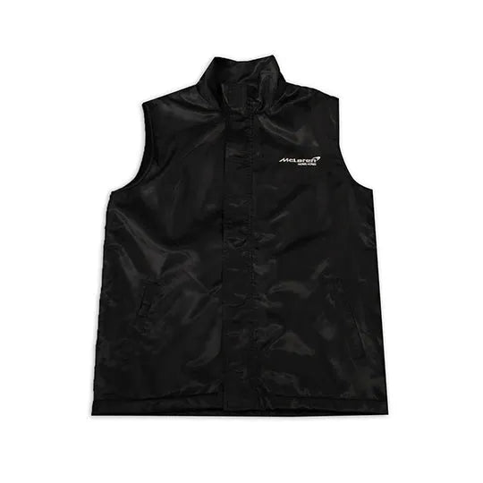 澳門 製作黑色背心外套車隊 銀色印花logo背心外套製服公司 V198