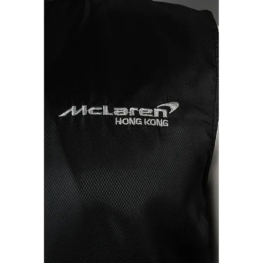 澳門 製作黑色背心外套車隊 銀色印花logo背心外套製服公司 V198