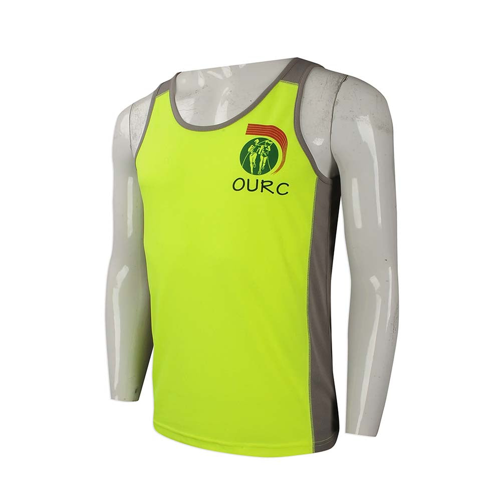 VT204 團體訂做背心T恤 大量訂購背心T恤 跑會 跑步組織 製作運動背心T恤生產商 螢光綠 撞色灰色