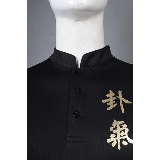 澳門 製作運動衫 黑色立領運動衫吸排網眼布中式唐裝企領功夫衫 W212