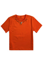 Carregar imagem no visualizador da galeria, 設計橙色圓領女裝T恤     訂製短款性感T恤  T1110
