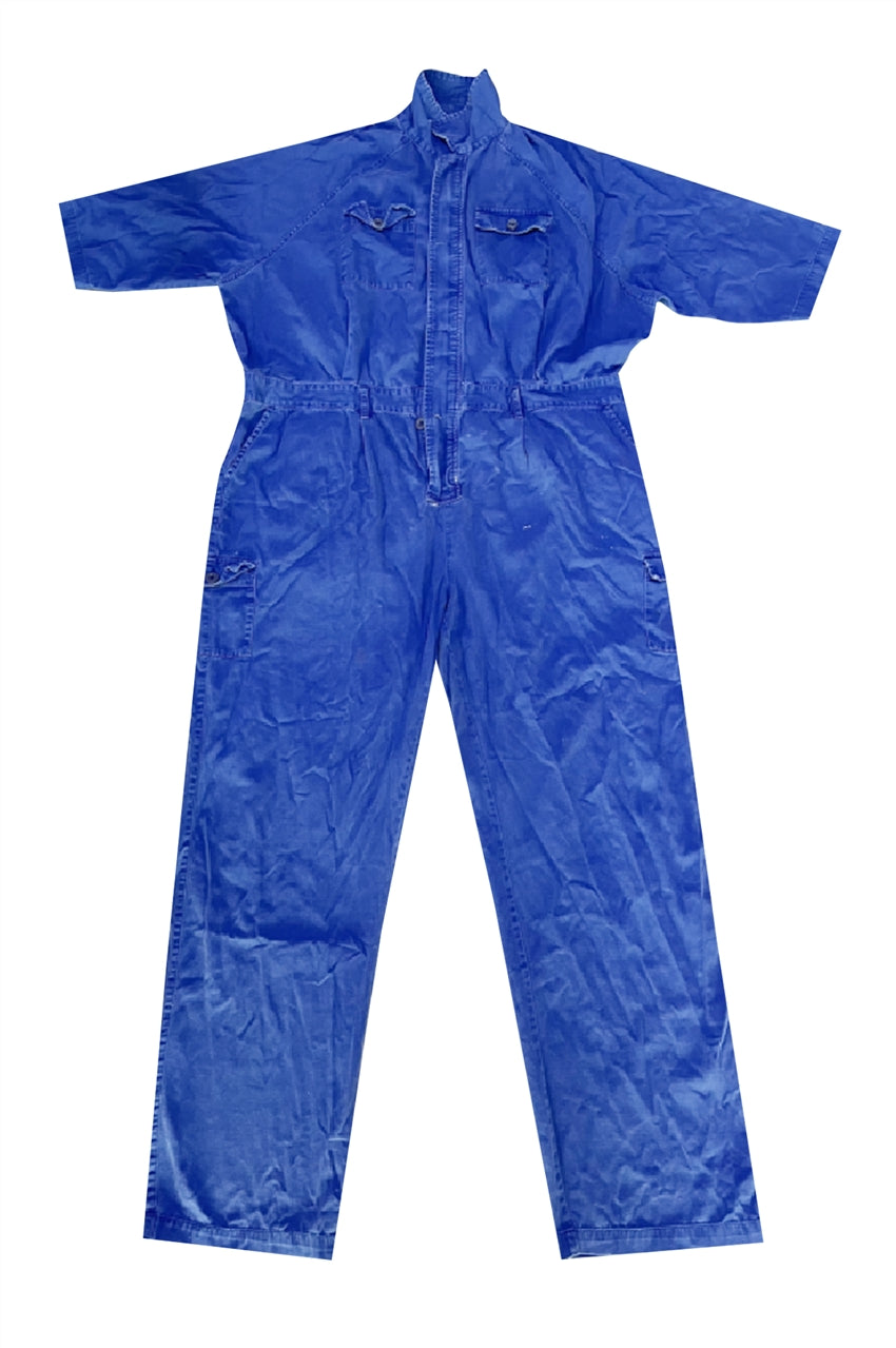 設計中袖連體服 訂製深寶藍色連體工作服  D393