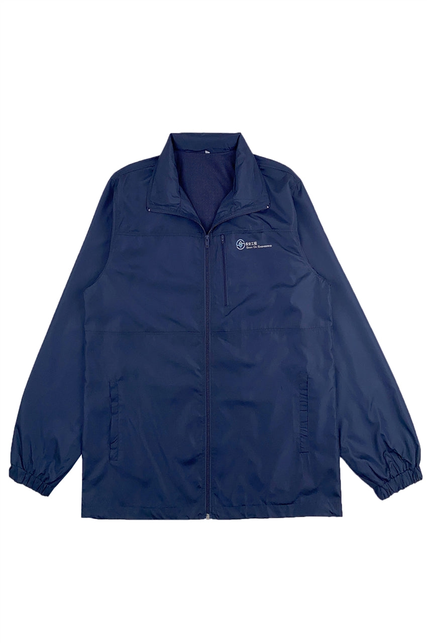 設計寶藍色拉鏈風褸外套     訂製左胸拉鏈袋印花logo  J1014