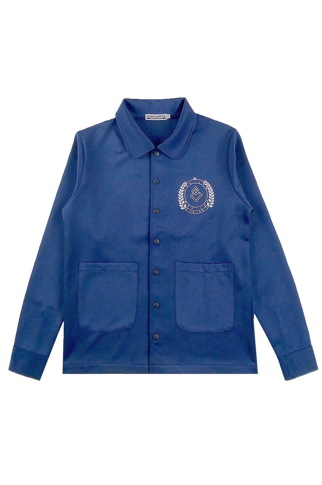 網上下單訂購藍色長袖外套  印花LOGO  J1040