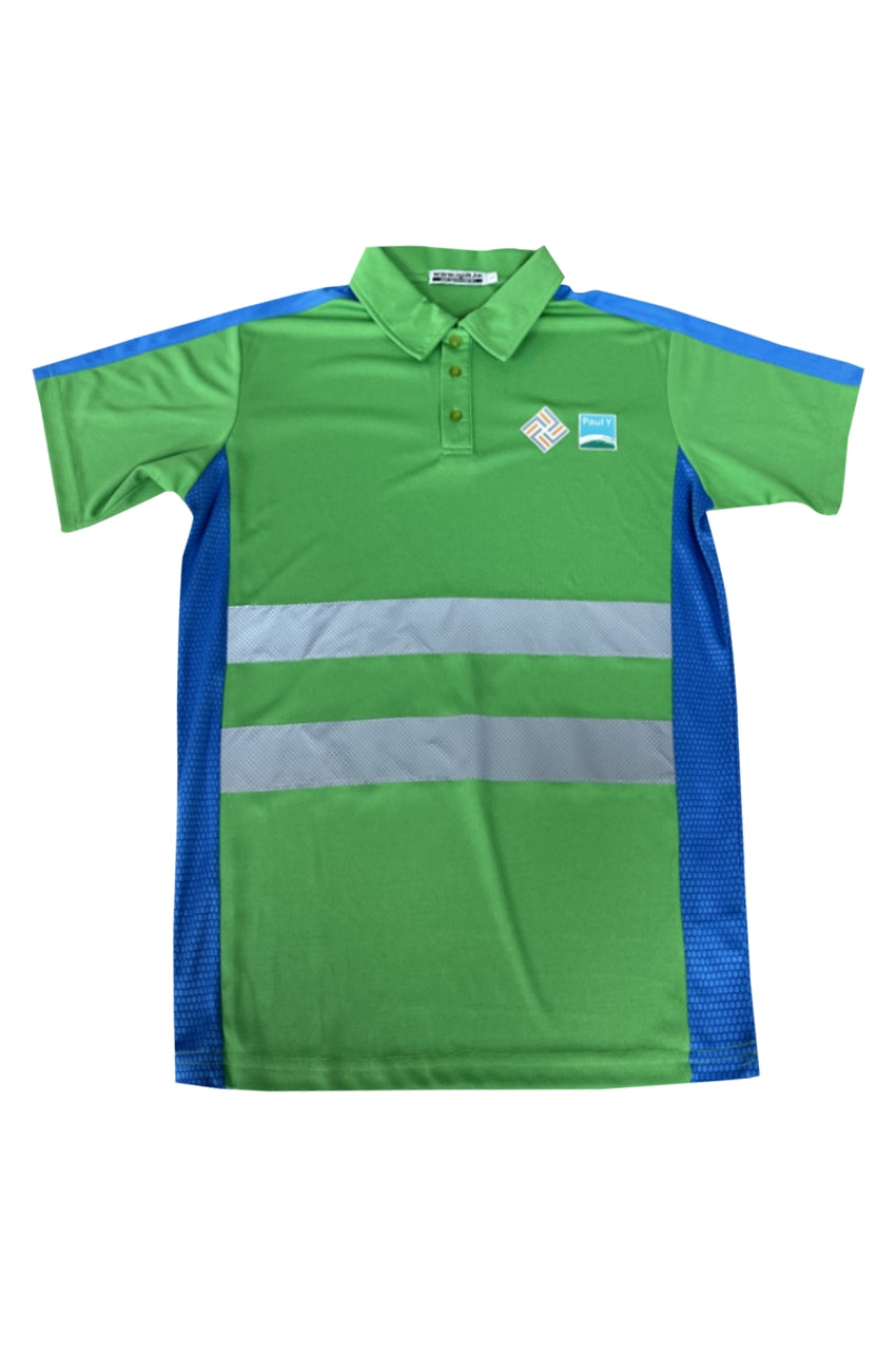 訂製抗熱短袖Polo恤衫 設計绿色撞蓝色短袖反領Polo恤衫  D422